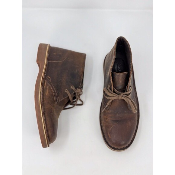 Clarks Womens Desert Boots Brown Leather Chukka Beeswax Ankle Bootie US 8.5 M - Picture 3 of 8